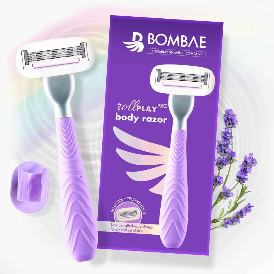 Bombae Rollplay Pro Body Hair Removal Razor For Women With Aloe Vera,Vit E. 1 Razor + 1 Magic Holder