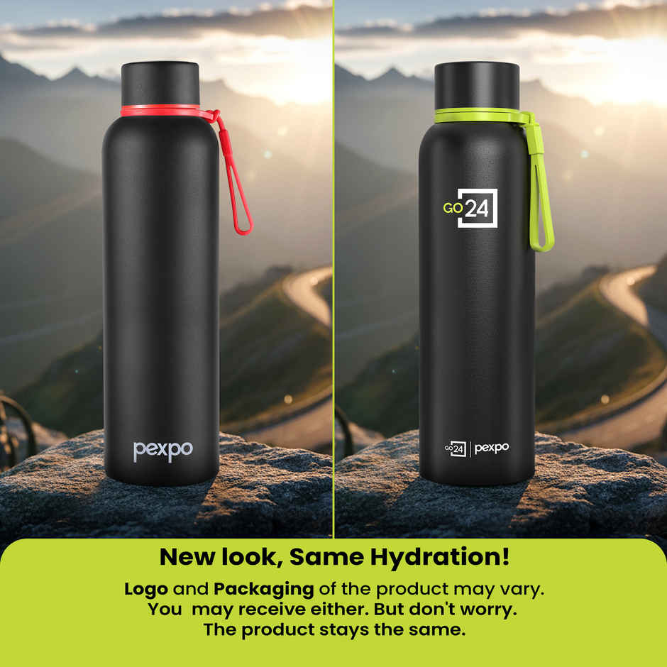 Go24 Bravo Stainless Steel Thermos Bottle | Black Knight | ISI Certified | 24-Months Warranty