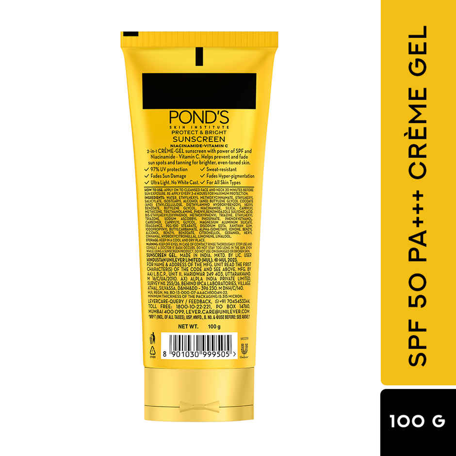 Pond's Sun Miracle SPF 50 PA+++ Creme Gel Sunscreen - Protect & Bright, With Niacinamide