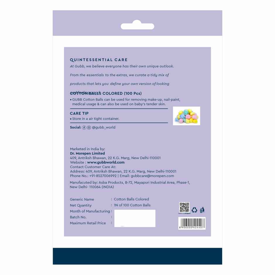 GUBB Coloured Cotton Balls | Soft & Gentle