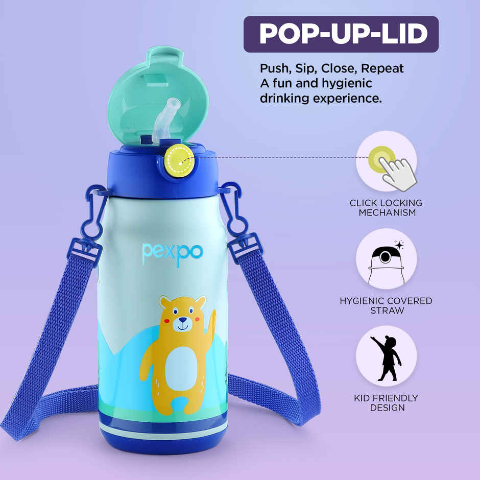 Pexpo Poggo Hot & Cold Stainless Steel Kids Bottle | Thermosteel Flask | Green | 425 ml