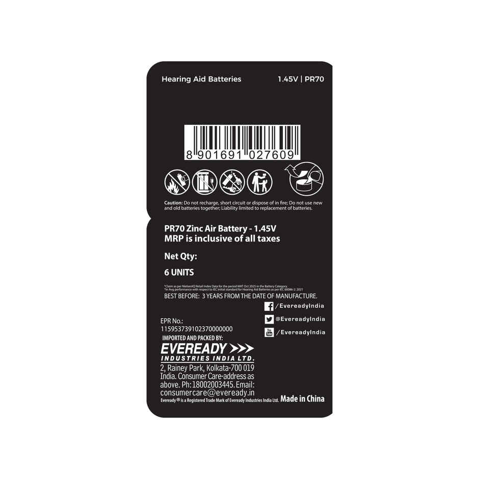 Eveready Ultima Pro Hearing Aid Batteries | Size 10