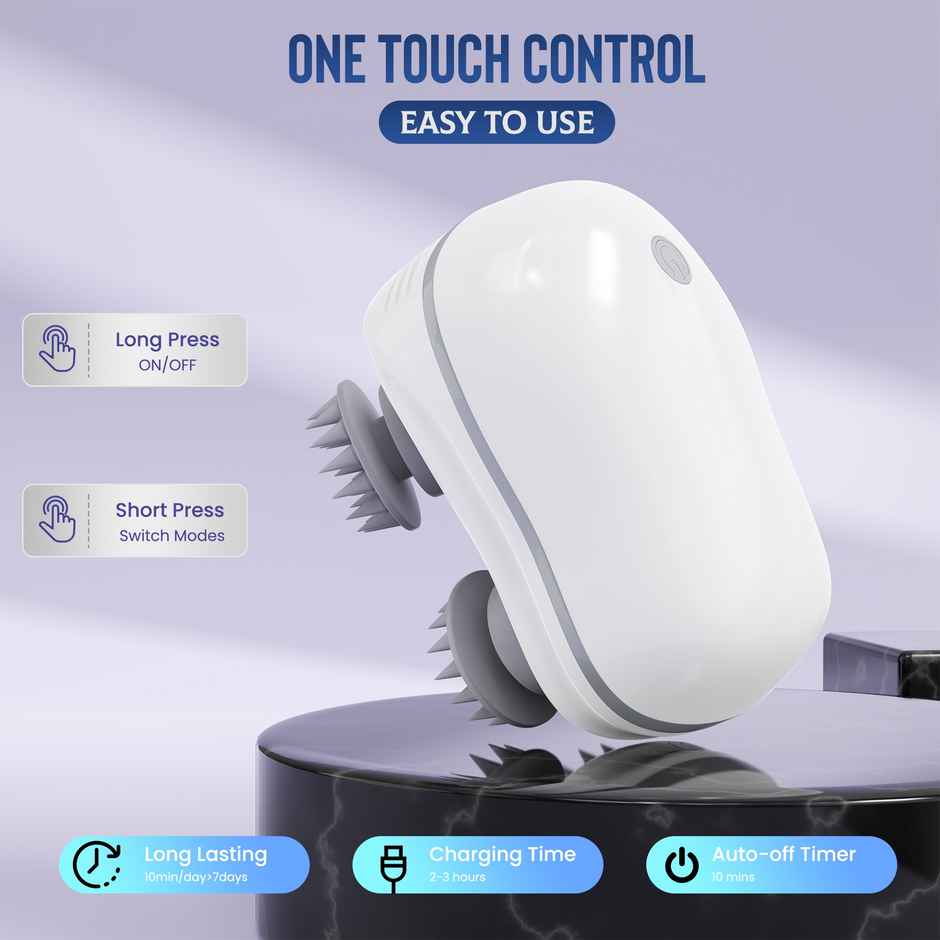 Aroma Head Massager For Scalp I Electric Scalp Massager For Hair Growth I Body Massager | White