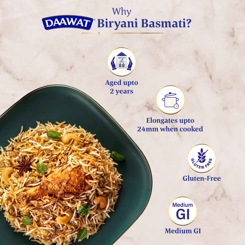 Daawat Biryani Pure Basmati Rice | Extra Long Grain