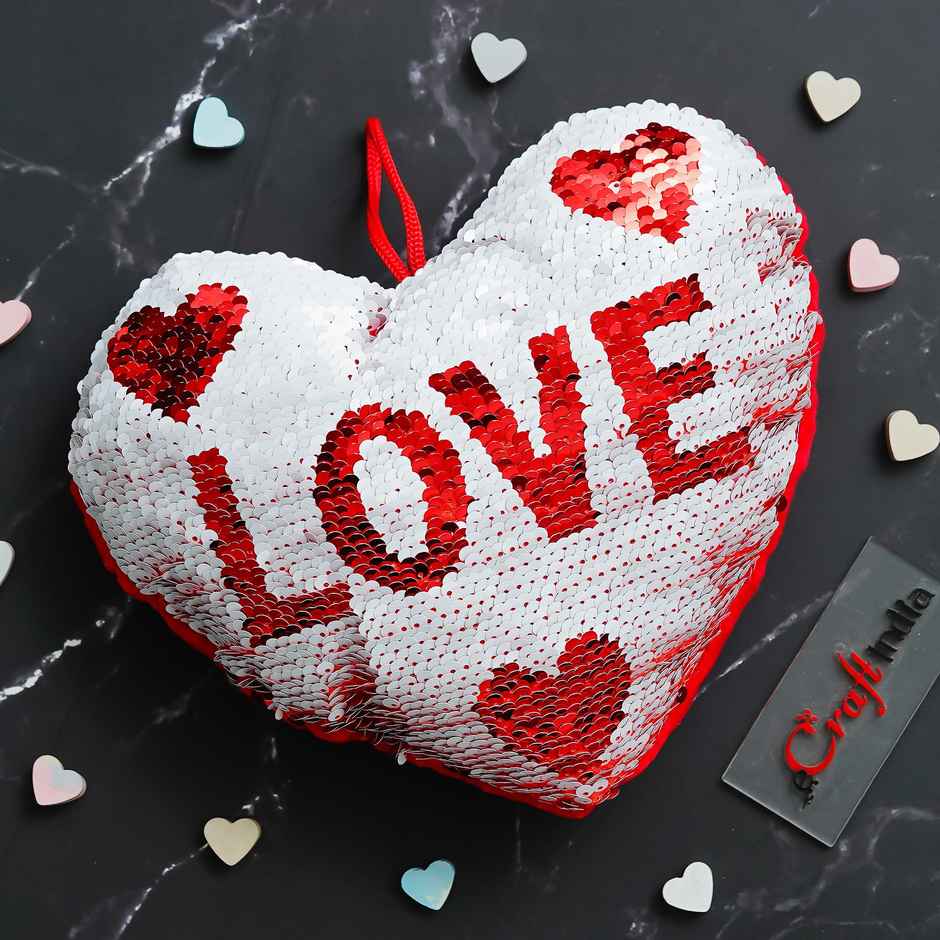 Heart Shape Love Pillow Cushion | Red & White | EcraftIndia