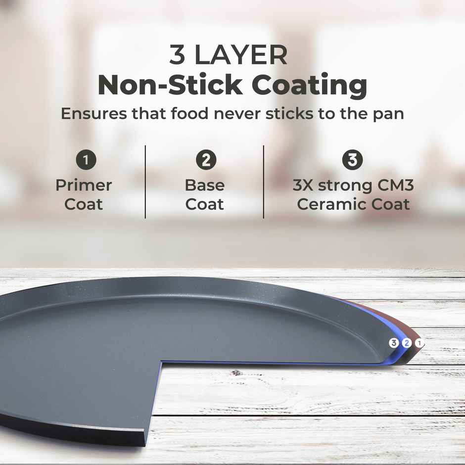 Tower Cerasure Non-Stick Tawa | 26 cm | Gas & Induction Compatible