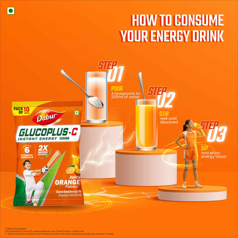 Dabur Glucoplus-C Orange Instant Energy Glucose Powder