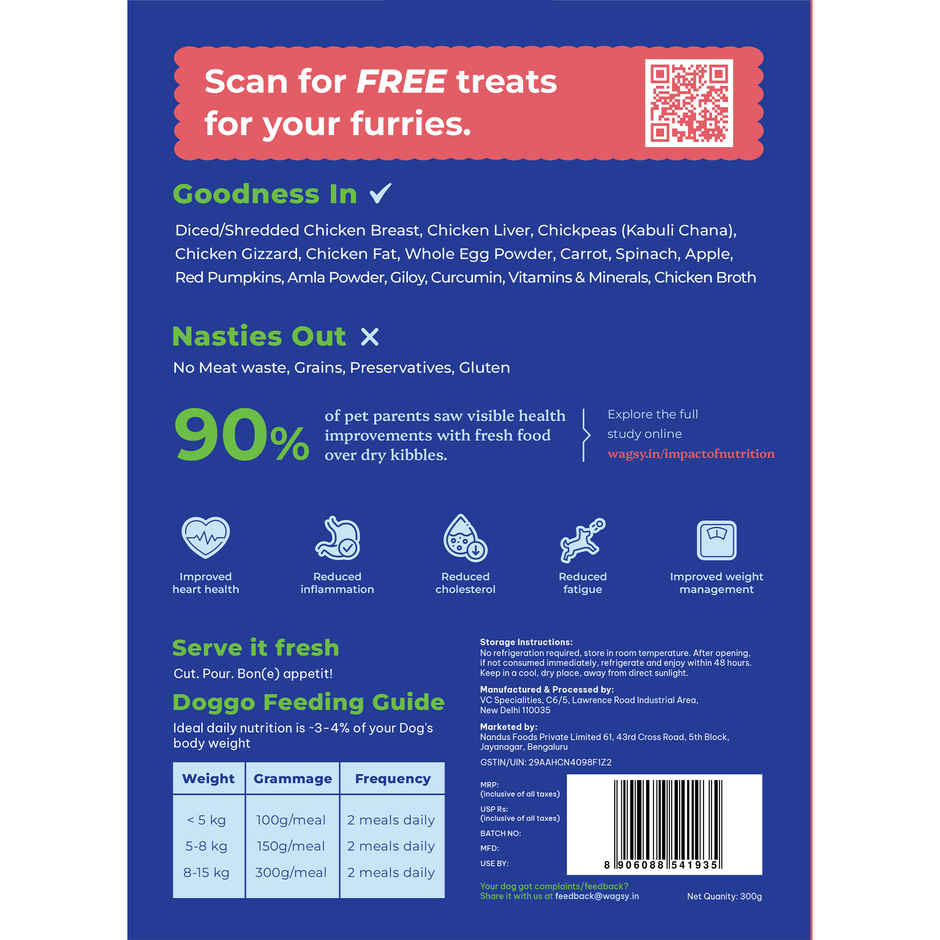 Wagsy - Chicken & Apple | Fresh Wet FOOD For Dogs