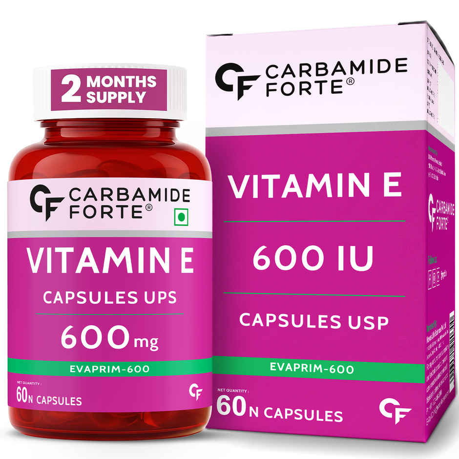 Carbamide Forte 600 mg Vitamin E Capsules for Face and Hair Vitamin E Oil - 60 Capsules