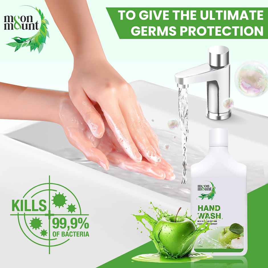 Moon And Mount Hand Wash Protection From Germs Hand Wash Liquids (Green Apple) 1 l