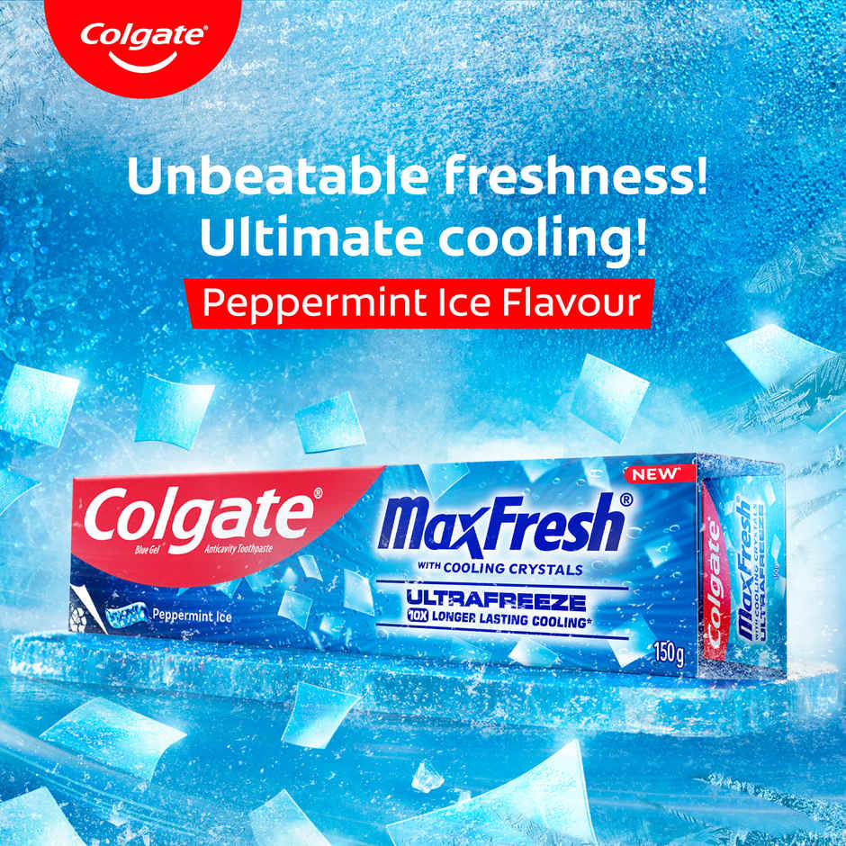 Colgate MaxFresh Toothpaste, Blue Gel Paste with Menthol for Super Fresh Breath (Peppermint Ice)