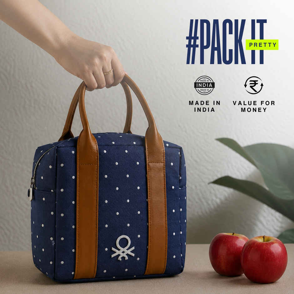 United Colors of Benetton Lunch Bag | Polyester | With Back Pocket | Navy Blue