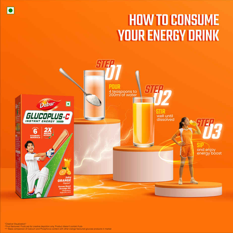 Dabur Glucoplus-C Orange Instant Energy Glucose Powder