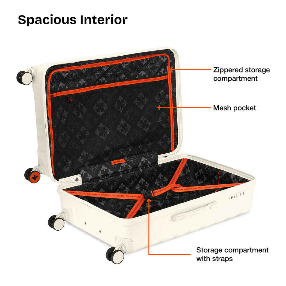 Nasher Miles Vienna Check-In Hardside Polypropylene 28 Inch-75 cm Trolley Bag- Cream