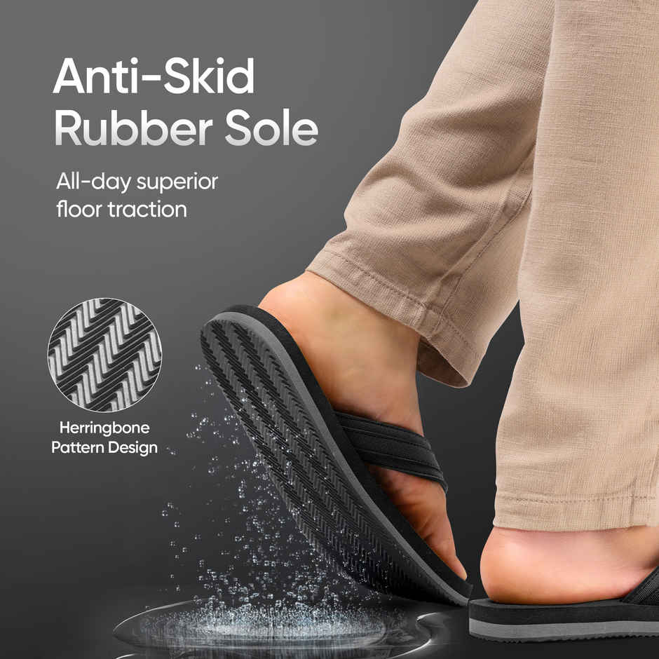 Frido Unisex Cloud Comfort Slippers with Anti-Skid Sole | Charcoal Black - UK 5