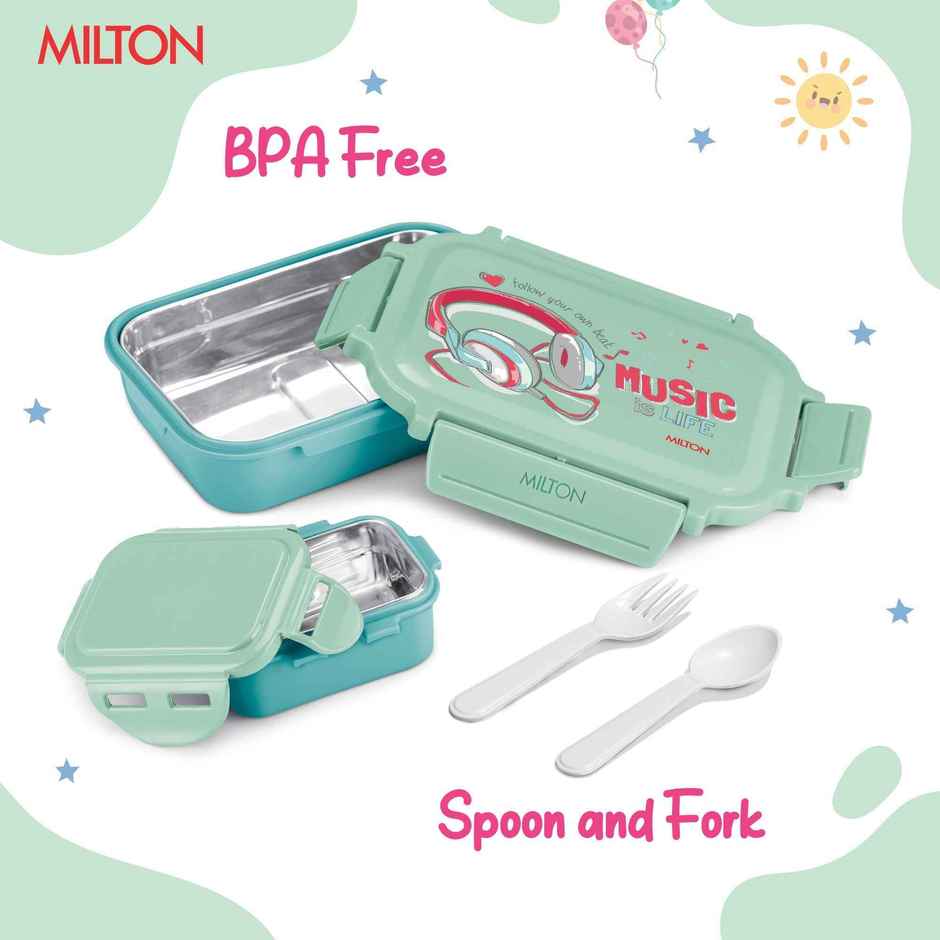 Milton Sherry Steel Kids Tiffin Box | 520 ml | Mint Green | Leak Proof