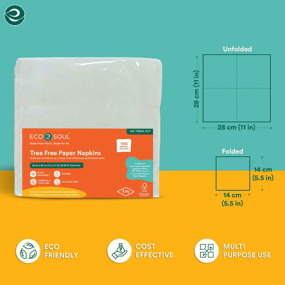 Eco Soul 1 Ply | 100Count | Disposable Paper Napkin