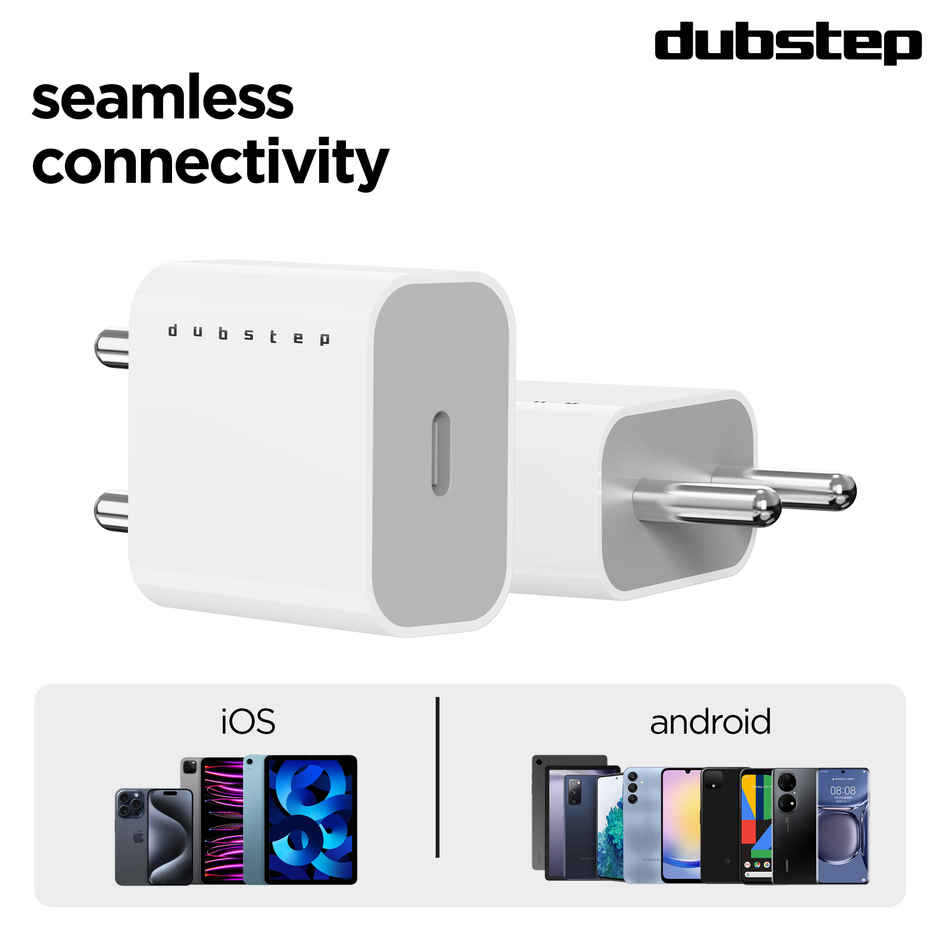 Dubstep Sprint 20W USB-C Charger | All Fast Charging Technologies (With Type-C To L Cable - White