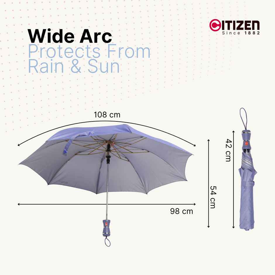 Citizen 2 Fold 21 Inch Purple Mono Silver Umbrella