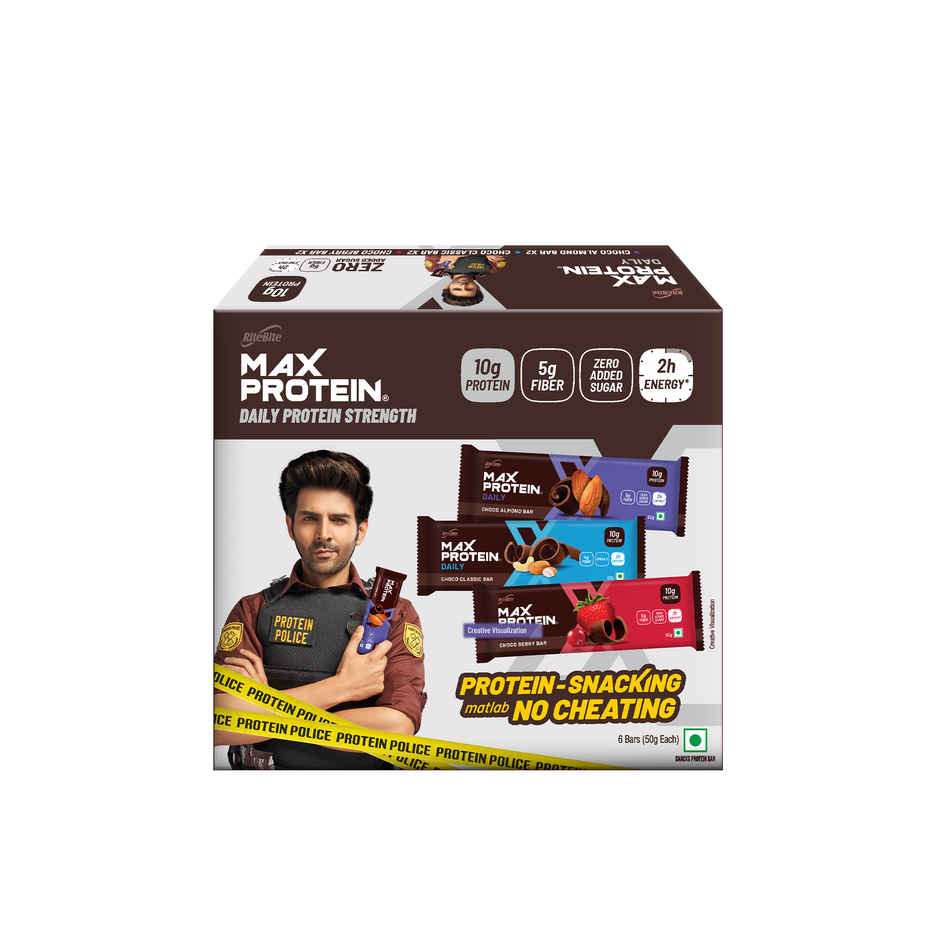 RiteBite Max Protein 10g Protein Bar Daily Assorted (Pack Of 6)