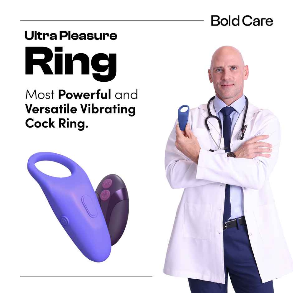 Bold Care Ultra Pleasure Ring Massager For Men & Women - 10 Vibrating Modes - Rechargeable (1pc) & Bold Care Extend Delay Spray With Lidocaine 10% (20g) Combo
