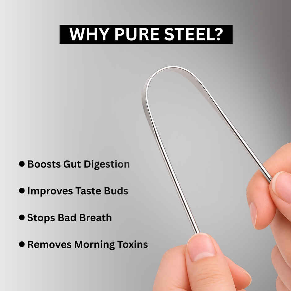 Midazzle Metal Stainless Steel Tongue Cleaner with Handle | MIOT7502