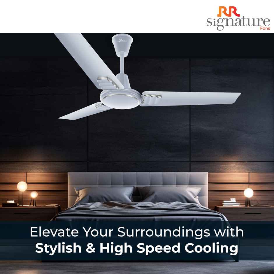 RR Signature Wavia High Speed Ceiling Fan, 1200mm, 35% Energy Saving, Silky Silver