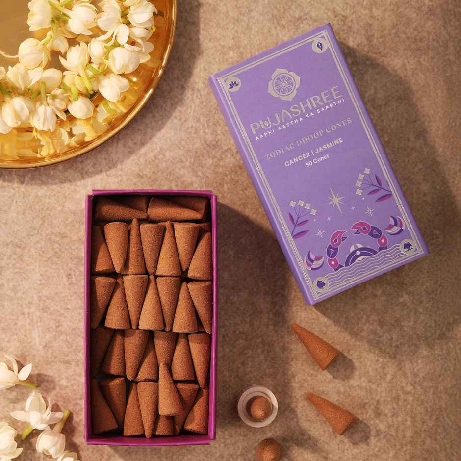 Pujashree Zodiac Dhoop Cones | Cancer - Jasmine