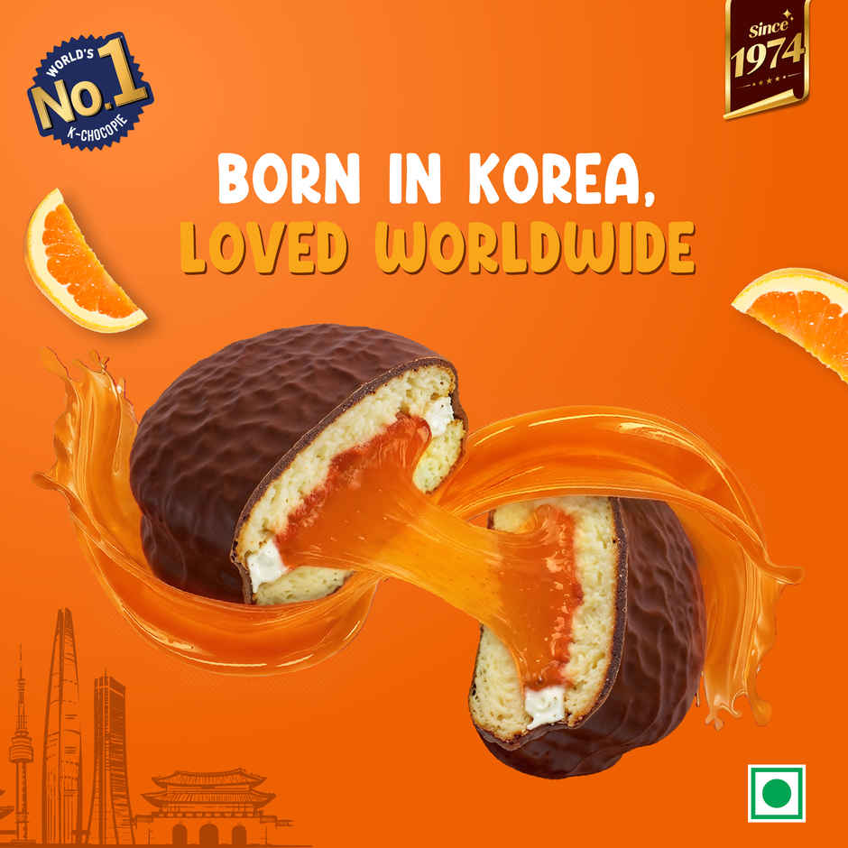 Orion Orange Choco Pie | Centre|Filled Biscuit