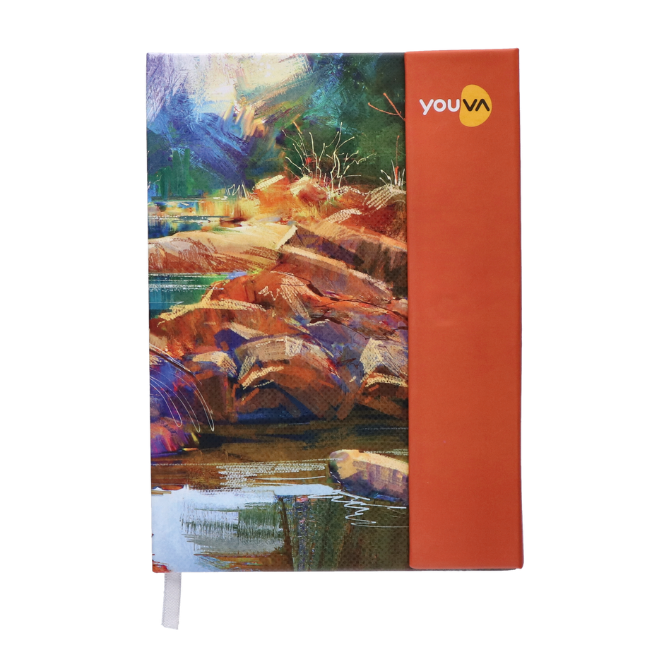 Navneet Youva Magnetic Single Line A5 Size Case Bound 192 Pages Notebook 14.8 x 21 cm - Assorted