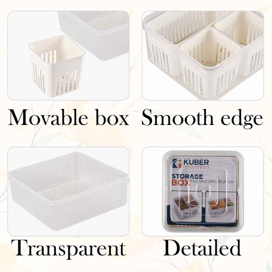 Kuber Industries 3-Compartment Fridge Organizers Set | Vegetable & Grocery Container | Transparent