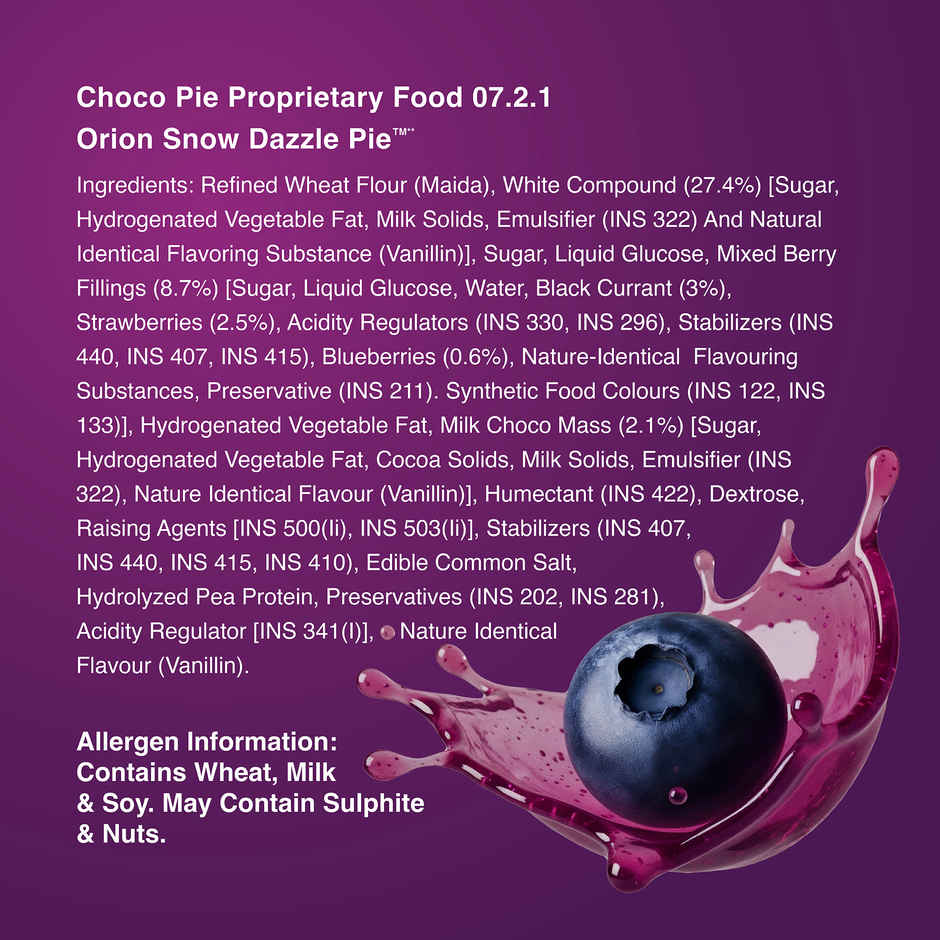 Orion Snow Dazzle Pie Blueberry Soft White Cake