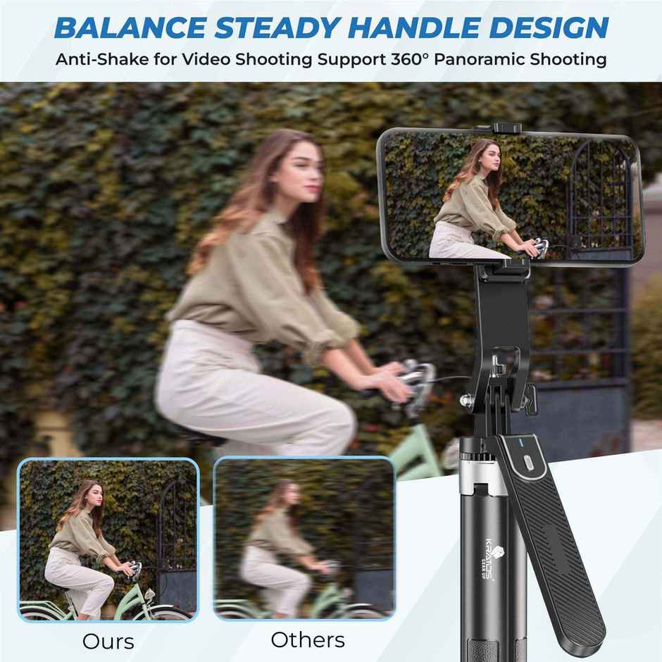 Kratos 62 Inch Long 4 Leg Suport Selfie Stick With Tripod Stand & Remote For Video Recorging