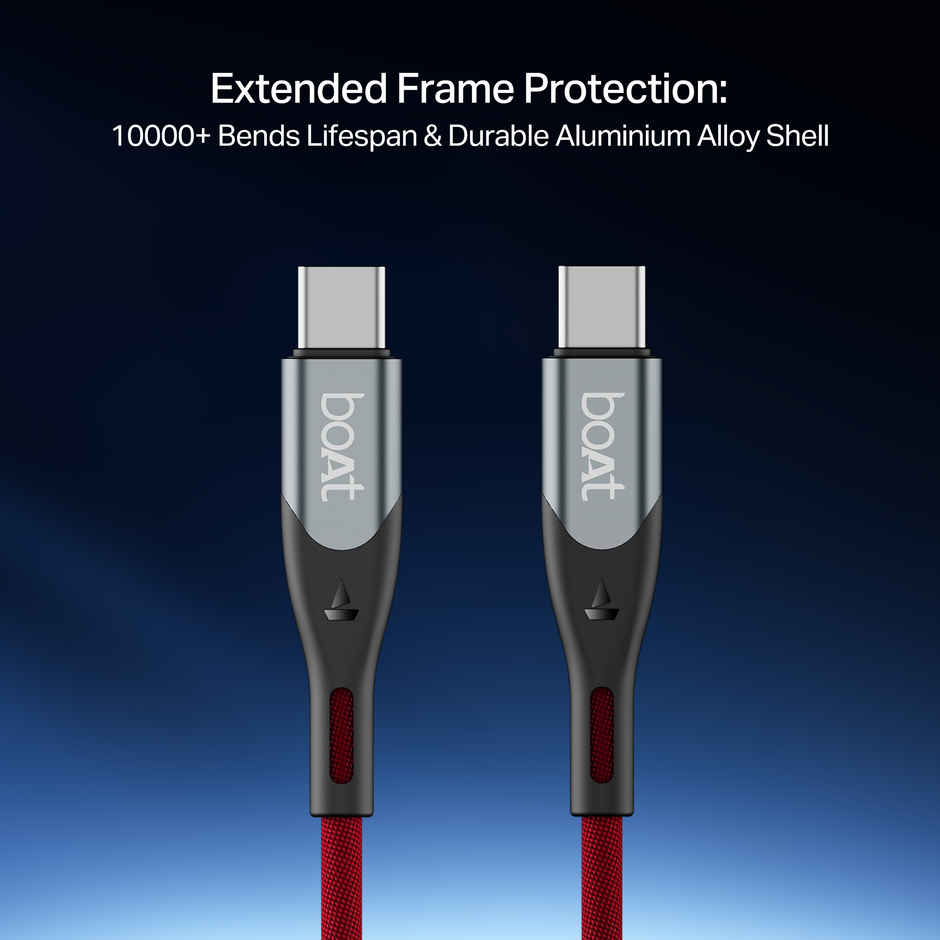 boAt Type C to C 100W Cable w/480 Mbps Data Sync and 100W PD, PPS AND QC support.| Martian Red