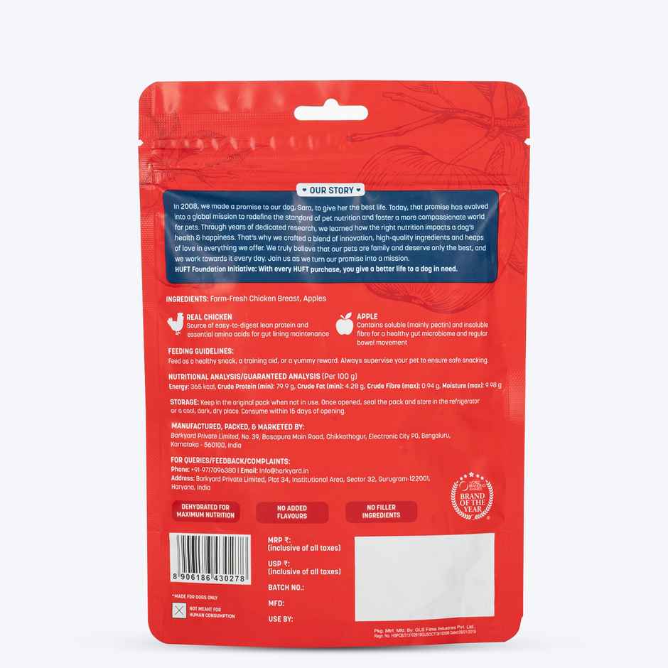 HUFT Sara's Chicken Jerky Treat With Apple Sauce Packet Combo
