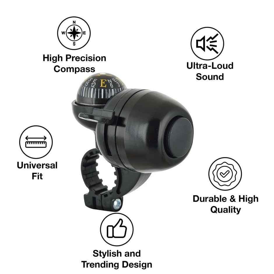 Zike Bicycle Navigation Compass And Handlebar Bell (Black)