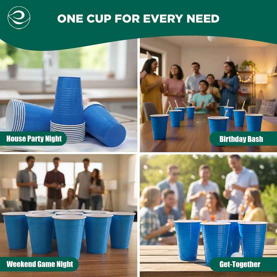 ECO SOUL | Beer Pong | Party Glasses | 16 oz | Blue | 10 Count