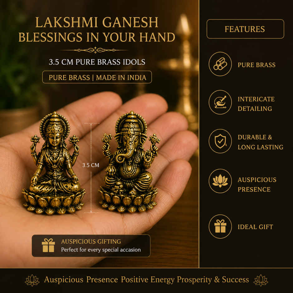 Pure Brass Laxmi Ganesha Idol | Estoria Collective