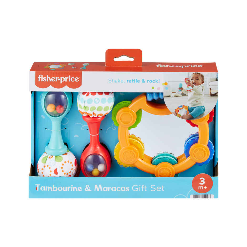 Mattel Games Fisher Price Tambourine And Maracas Gift Set That Offers Shakin Rattlin And Clackin Fun