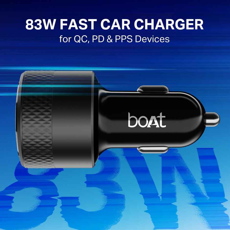 boAt 83W Car Charger | Dual Port Fast Charging | 65W Type C PD | 20W USB | Carbon Black