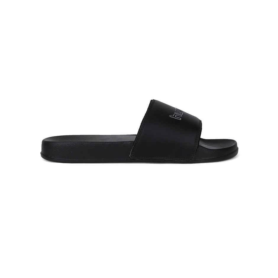 hummel Classic lightweight slides for Men with Cushioned Sole and Arch Support | Black | 6