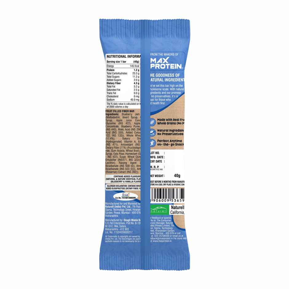 Rite Bite Blueberry Blast Fruitfill Fiber Energy Bar