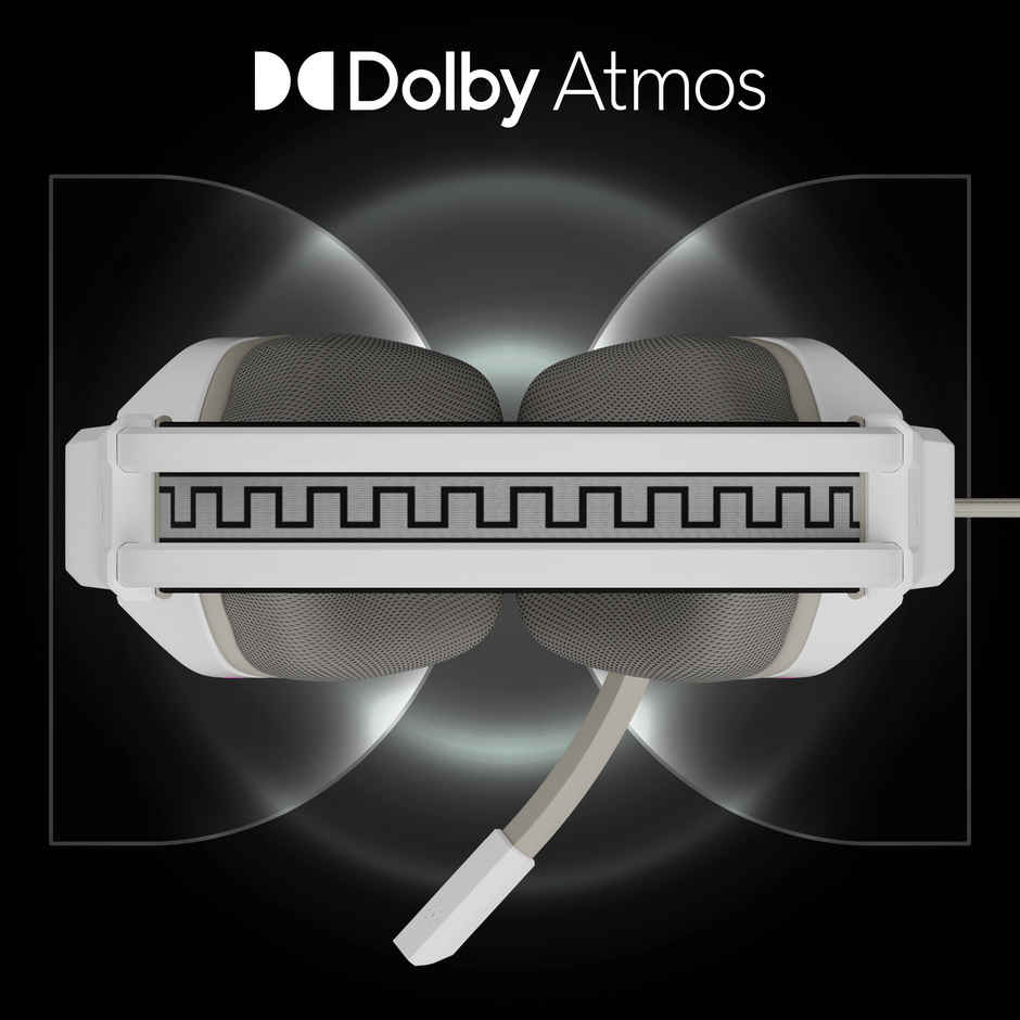 Zebronics Havoc Premium Gaming Over Ear Wired Headphone With Dolby Atmos Subscription (White)