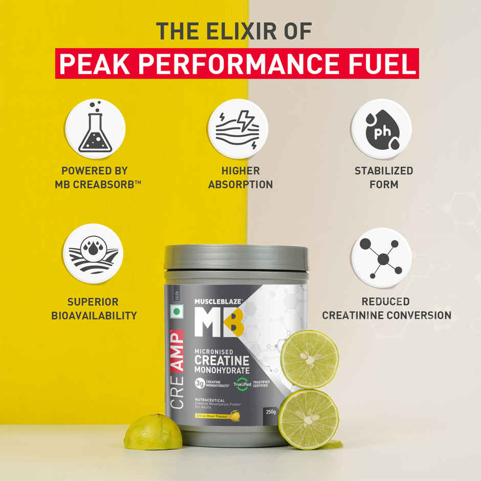 Muscleblaze Creatine Monohydrate Creamp With Creabsorb (Citrus Blast, 62 Servings) (320g) & Quaker Oats (1kg) Combo