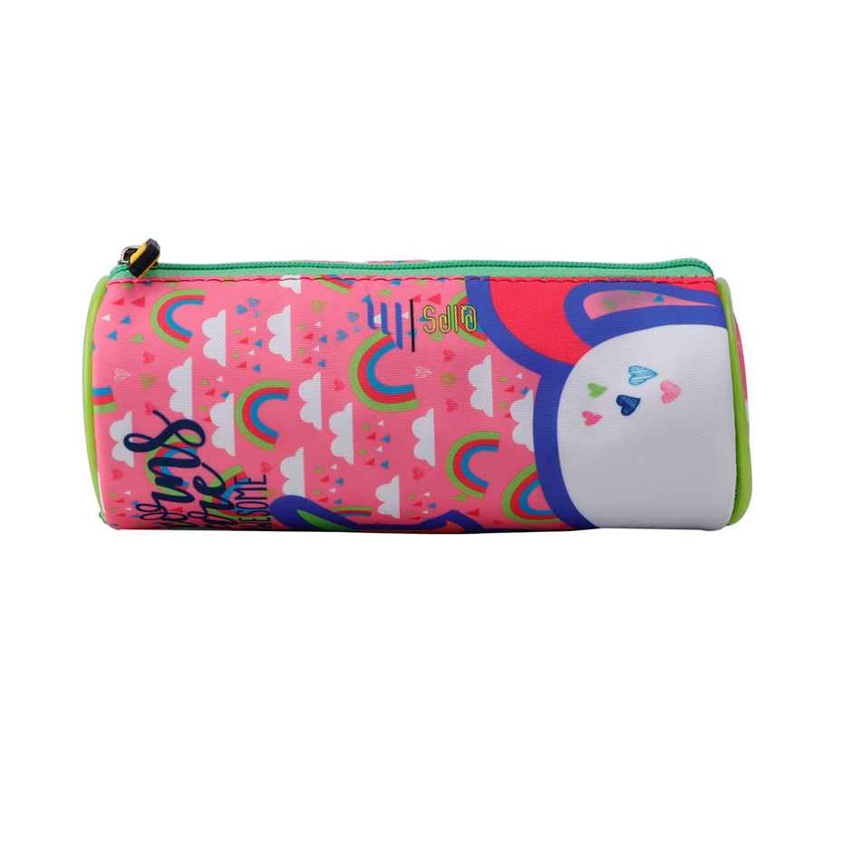 Qips Cylindrical Shaped Zip Closure Printed Pencil Bag | 00045-Qips