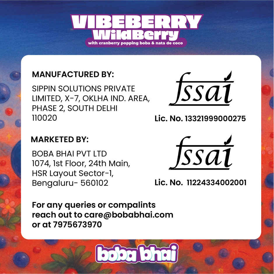 Boba Bhai Wild Berry Fruit Drink with Popping Boba and Nata de Coco Combo