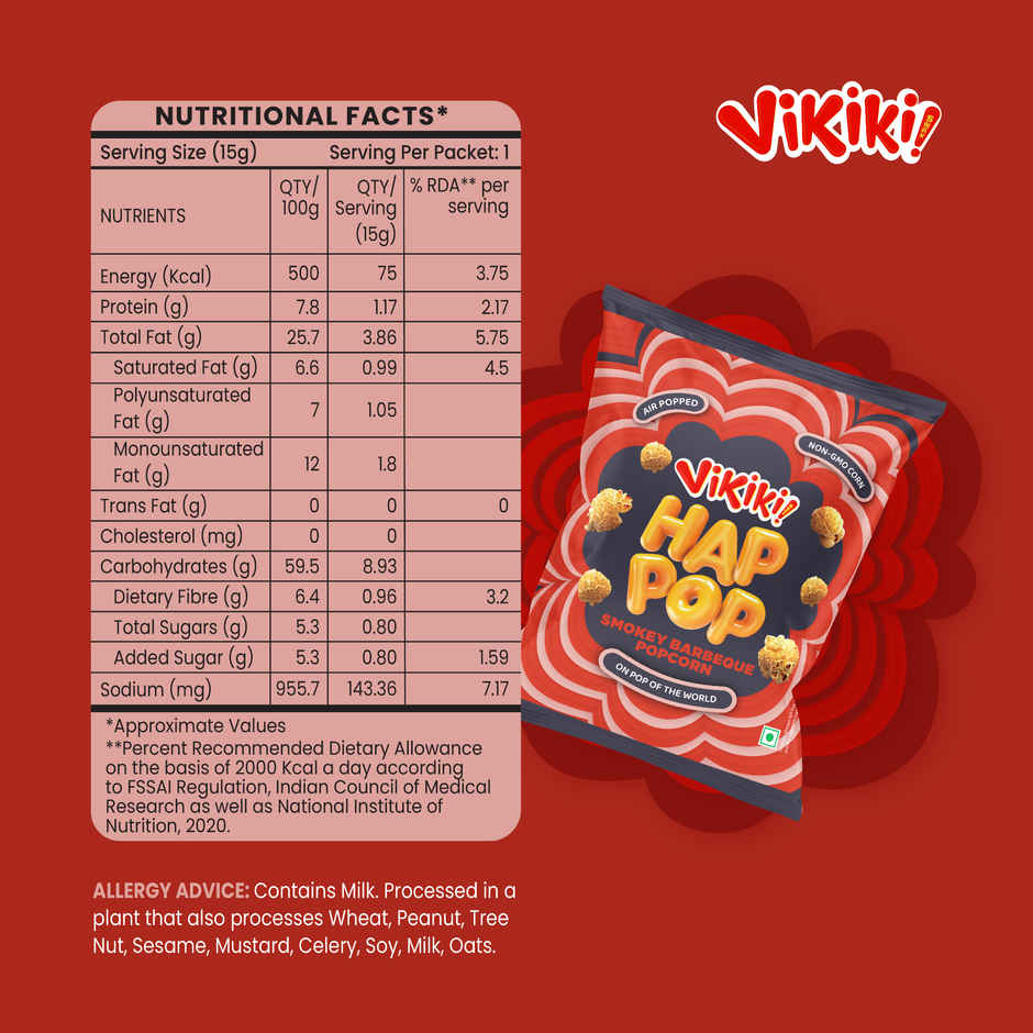 Vikiki Snak HapPop Ready to eat Popcorn | Smokey Barbeque