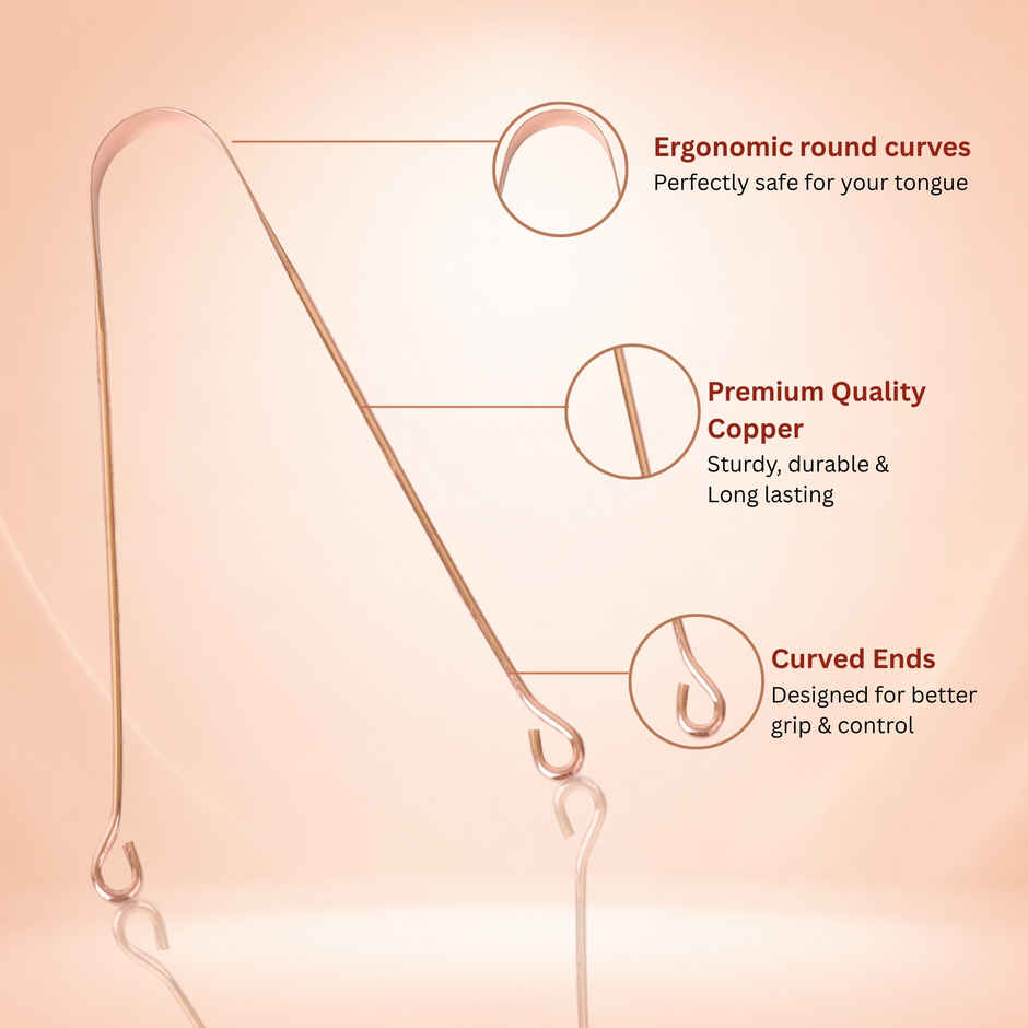 Midazzle Ayurvedic Copper Round Flexible Handle Tongue Cleaner | MIOT7501