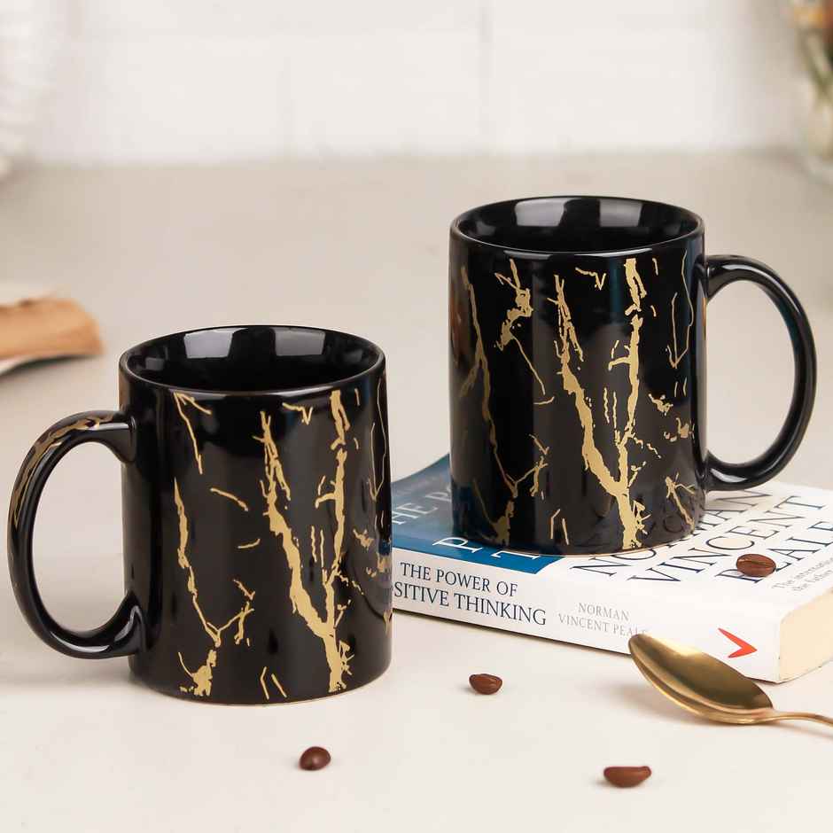 The Earth Store Black Copper Ceramic Coffee Mug | 370 ml | Tea/ Milk Mugs