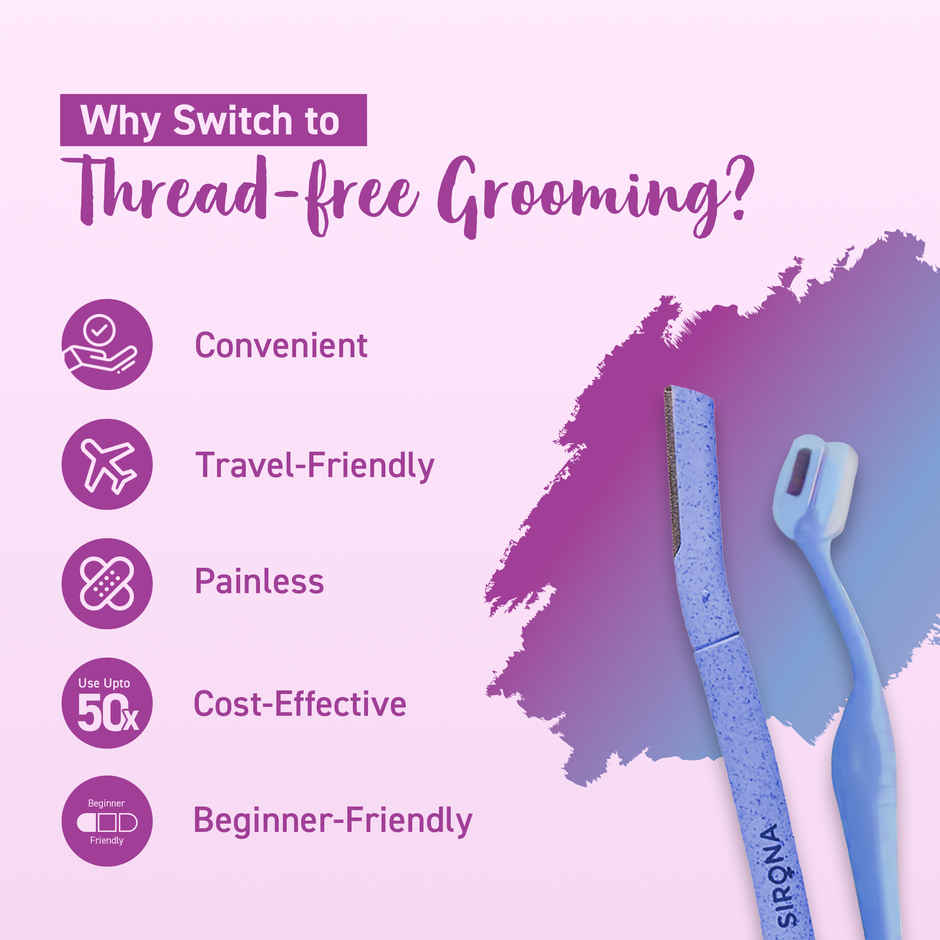 Sirona Reusable Face Razor & Eyebrow Razor Combo | Dual Razor Set with Stainless Steel Blades